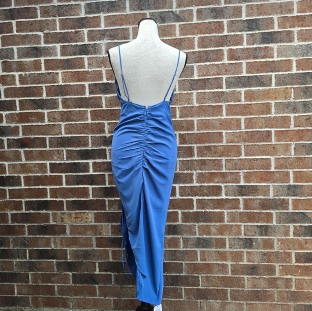 NWT Abercrombie & Fitch Blue One Shoulder Ruched Bodycon Dress Size S - Picture 4 of 11